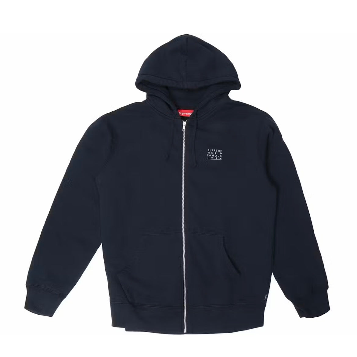 Supreme World Famous Zip Up Hoodie Navy