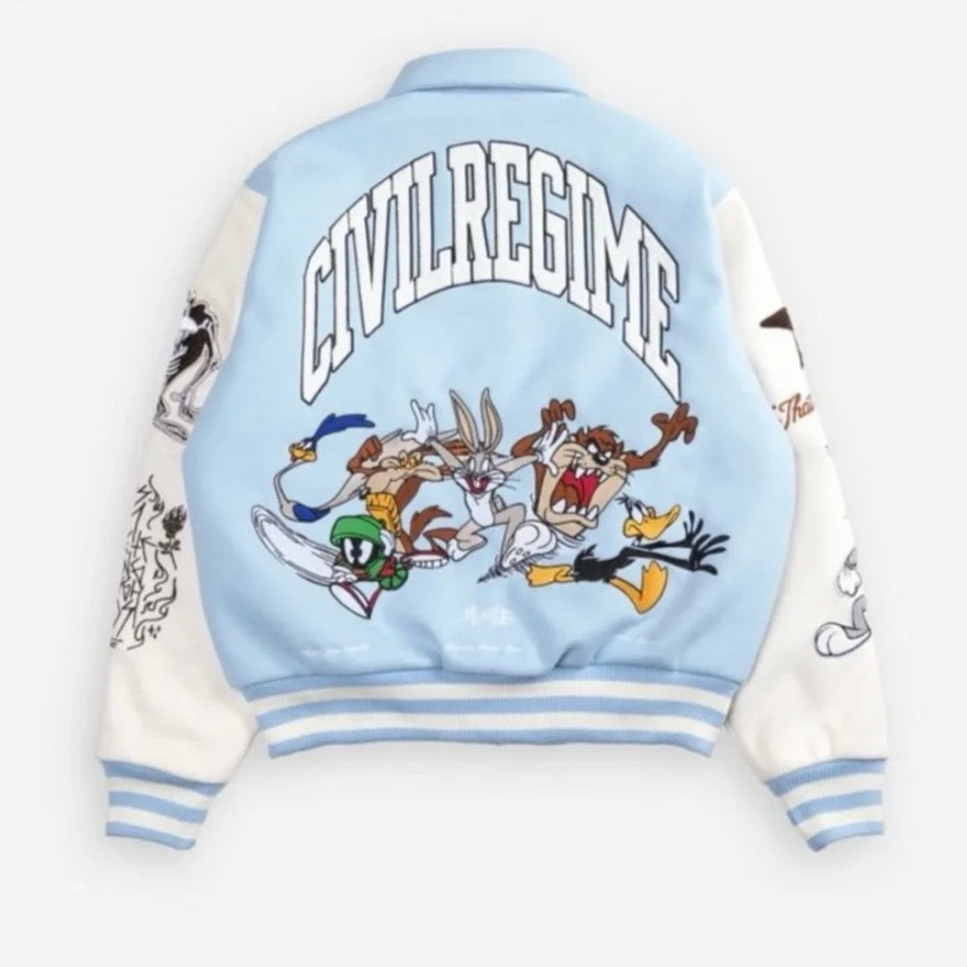 Civil Regime x Looney Tunes Varsity Jacket Blue White
