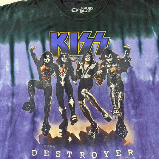 Vintage 2005 Kiss Destroyer Concert Tie Dye Tee Liquid Blue