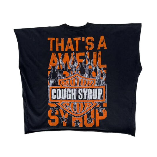 That’s An Awful Lot Of Cough Syrup Cropped Tee Harley Davidson Style Logo Black