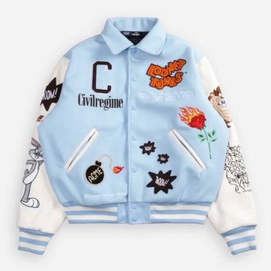 Civil Regime x Looney Tunes Varsity Jacket Blue White