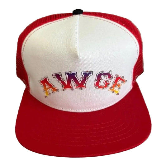 A$AP Rocky Merch AWGE Red White Trucker Hat