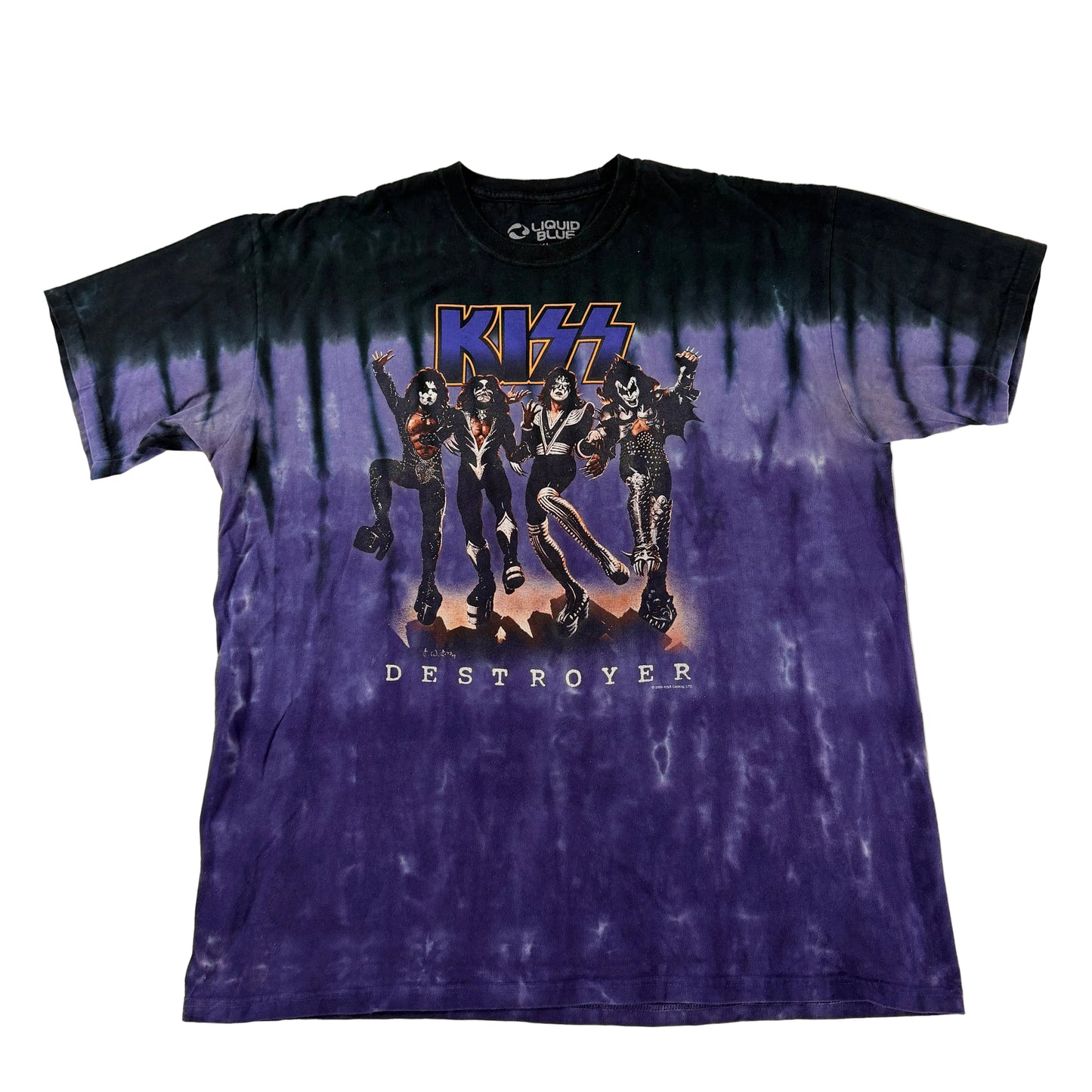 Vintage 2005 Kiss Destroyer Concert Tie Dye Tee Liquid Blue