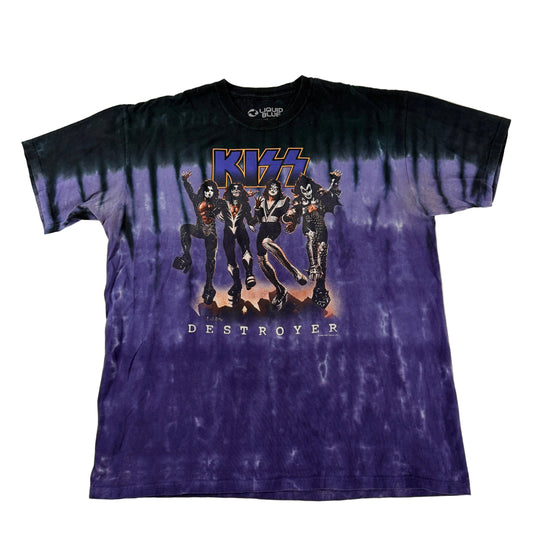 Vintage 2005 Kiss Destroyer Concert Tie Dye Tee Liquid Blue