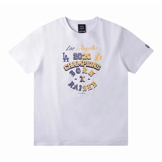 New Era Born X Raised LA Dodgers & Lakers 2020 Championships White Tee