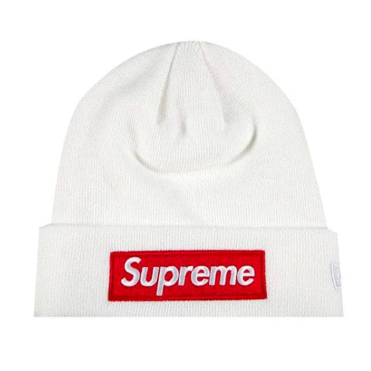 Supreme New Era Red Box Logo Beanie White