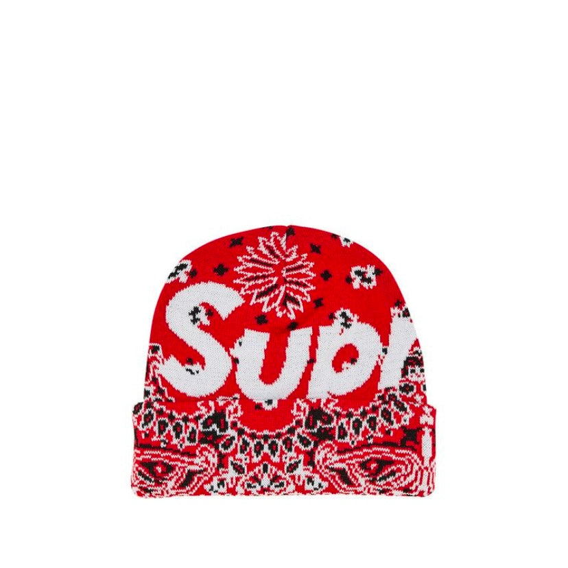 Supreme Beanie Red Paisley All Over Print