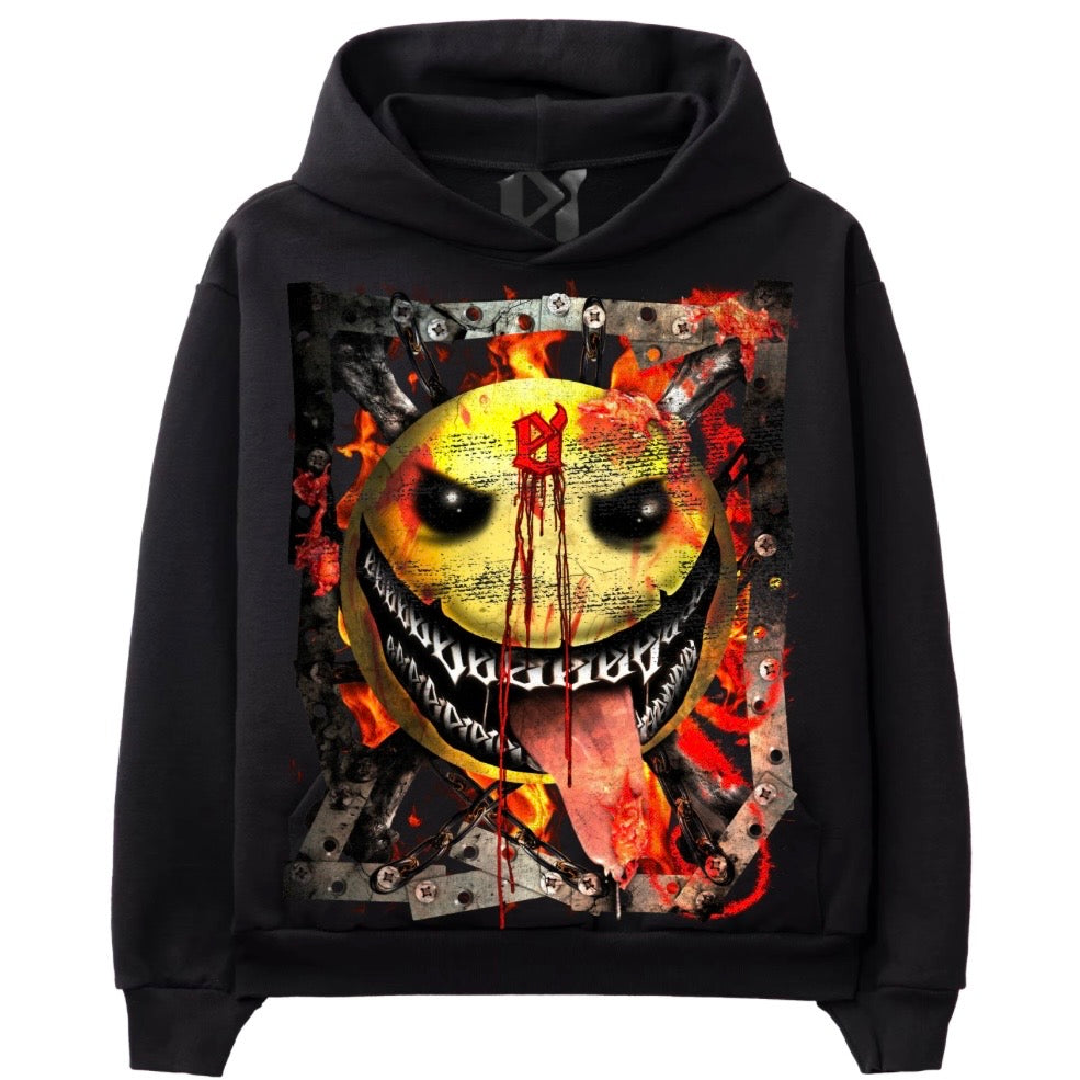 Evil Vice Sweatshirt Smiley Face Graphic Black