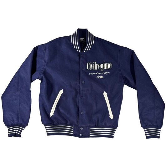 Civil Regime Varsity Jacket Navy Blue
