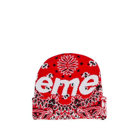 Supreme Beanie Red Paisley All Over Print