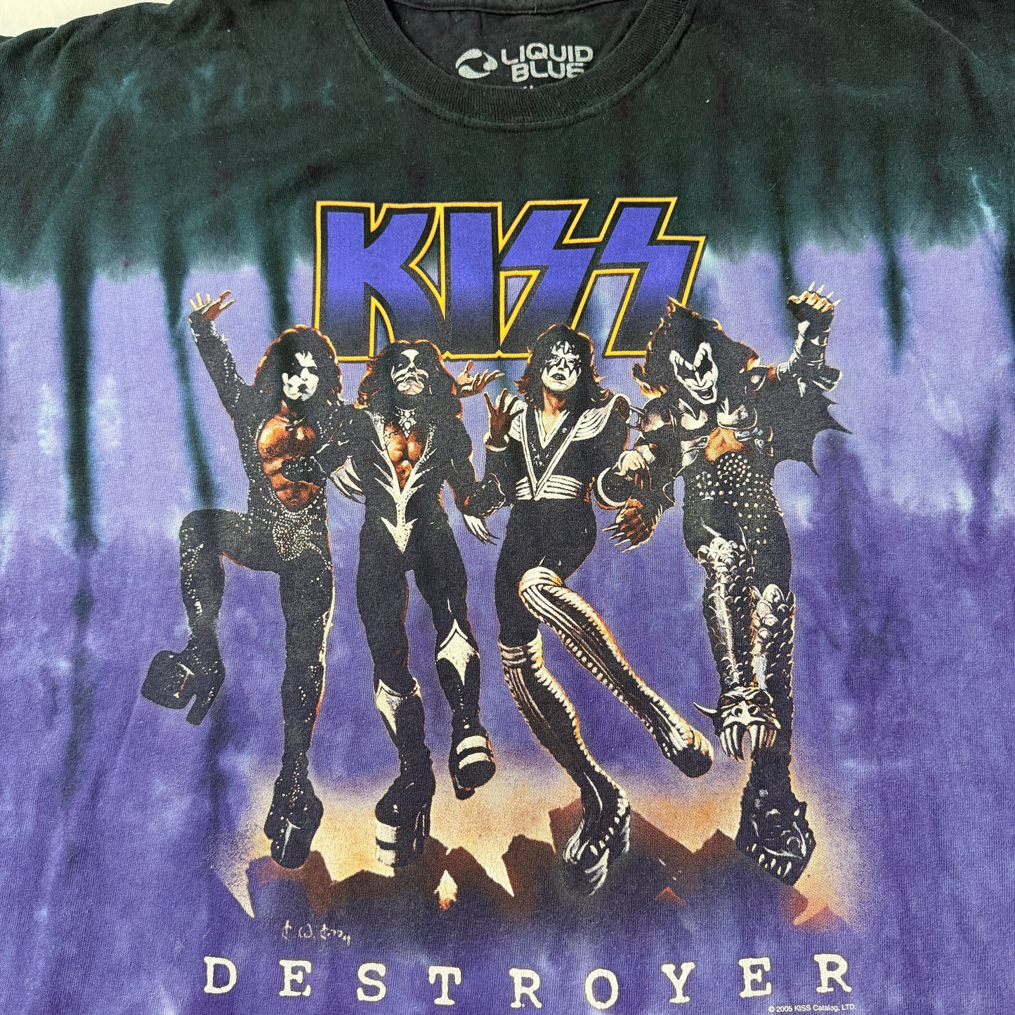 Vintage 2005 Kiss Destroyer Concert Tie Dye Tee Liquid Blue