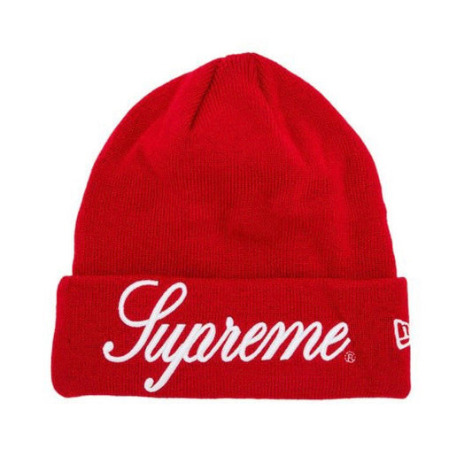 Supreme New Era Script Beanie Red