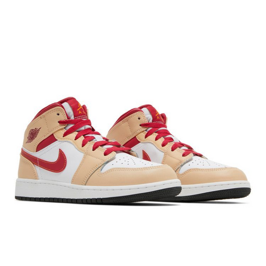 Jordan 1 Mid Light Curry Cardinal (GS)